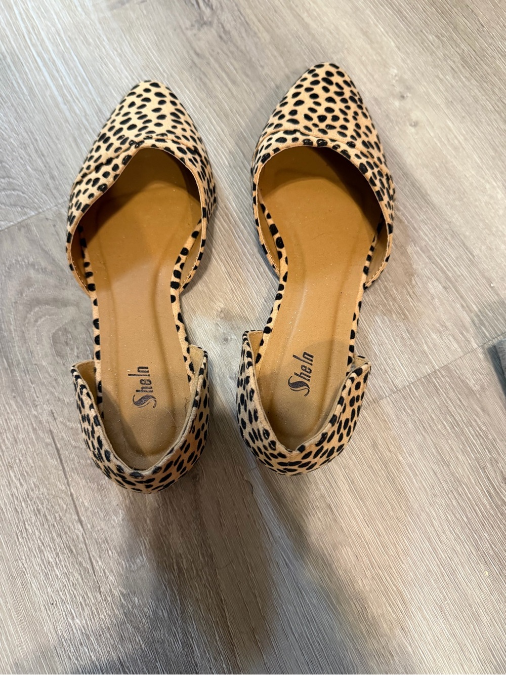 SHEIN Cheetah Print D'Orsay Flats in Tan and Black